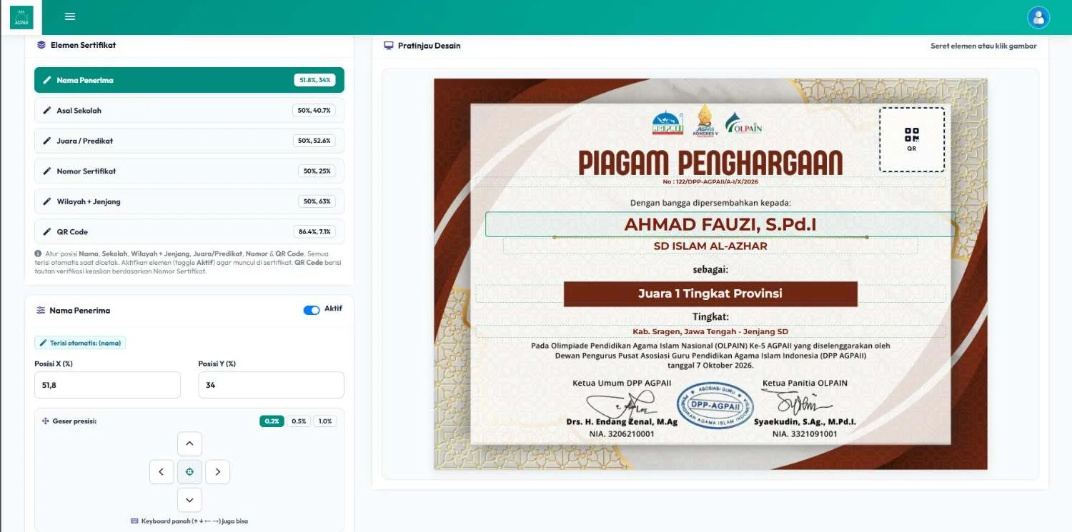 Fitur Sertifikat Digital Otomatis