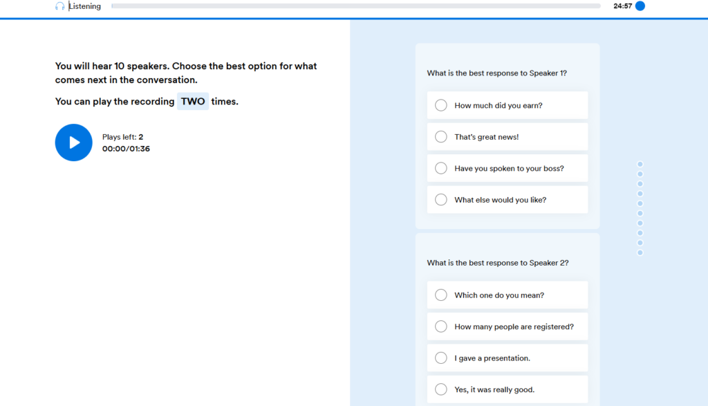 Multi-Section (Listening, Structure, Reading) - Jasa Pembuatan Sistem Tes Bahasa Inggris