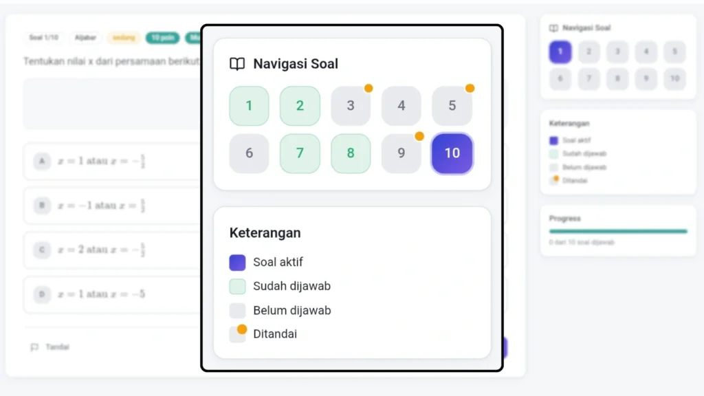 Jasa Pembuatan Aplikasi Tes Matematika navigasi ujian mudah