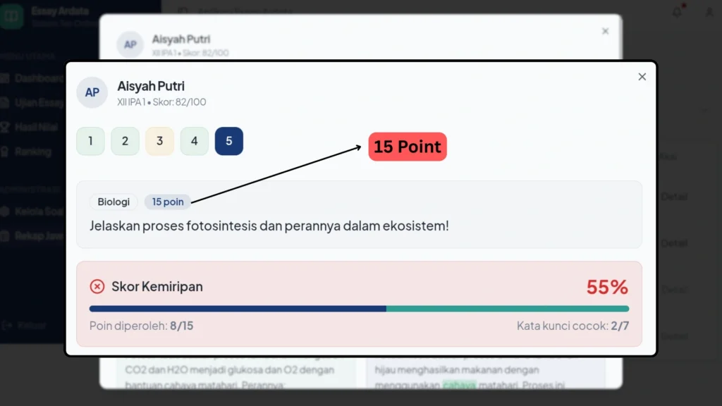 Jasa Pembuatan Aplikasi Tes Essay Uraian bobot per soal