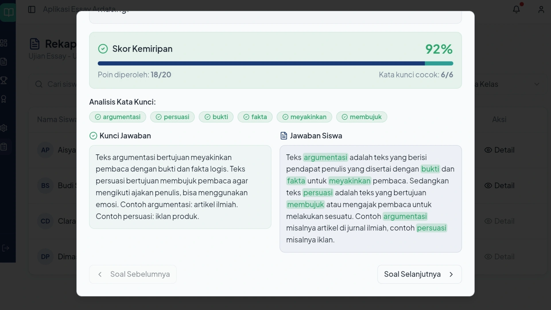 Jasa Pembuatan Aplikasi Tes Essay Uraian penilaian AI