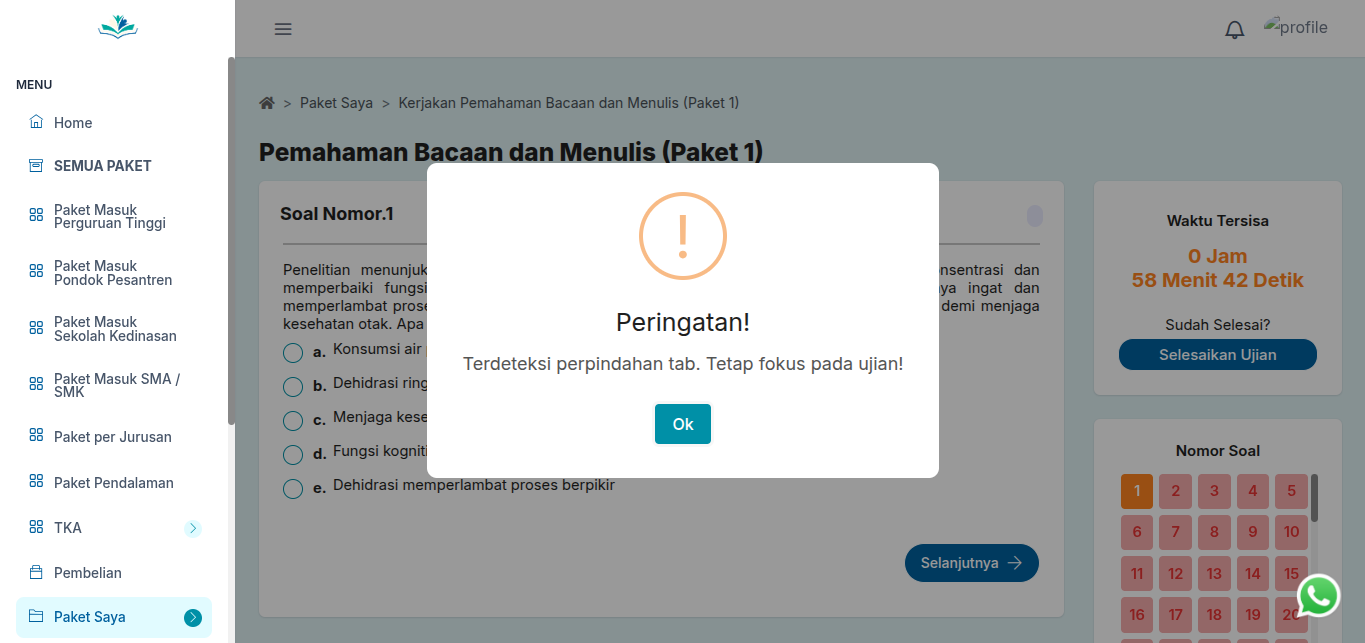 anti keluar tab, sistem ujian berbasis SEB Safe Exam Browser